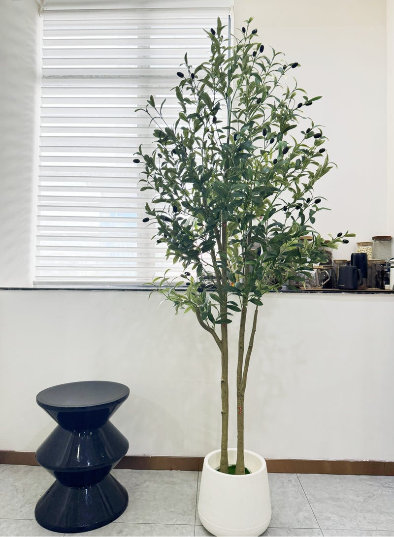 شجرة زيتون اصطناعية، شجرة زيتون اصطناعية، شجرة زيتون محاكاة كبيرة داخلية بطول 6 أقدام مع فرعين شجرة محاكاة الزيتون مع سلة محاكاة منسوجة يدوياً، شجرة زيتون محاكاة بوعاء من الحرير لديكور المنزل العصري - Image 5