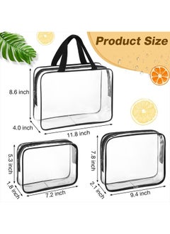Saintrygo 15 Pcs Clear Makeup Bags Toiletry Bag with Zipper Handle PVC Waterproof Cosmetic Bags Set Transparent Travel Pouch Clear Makeup Organizer for Travel Airport Business, 3 Sizes  - Image 2
