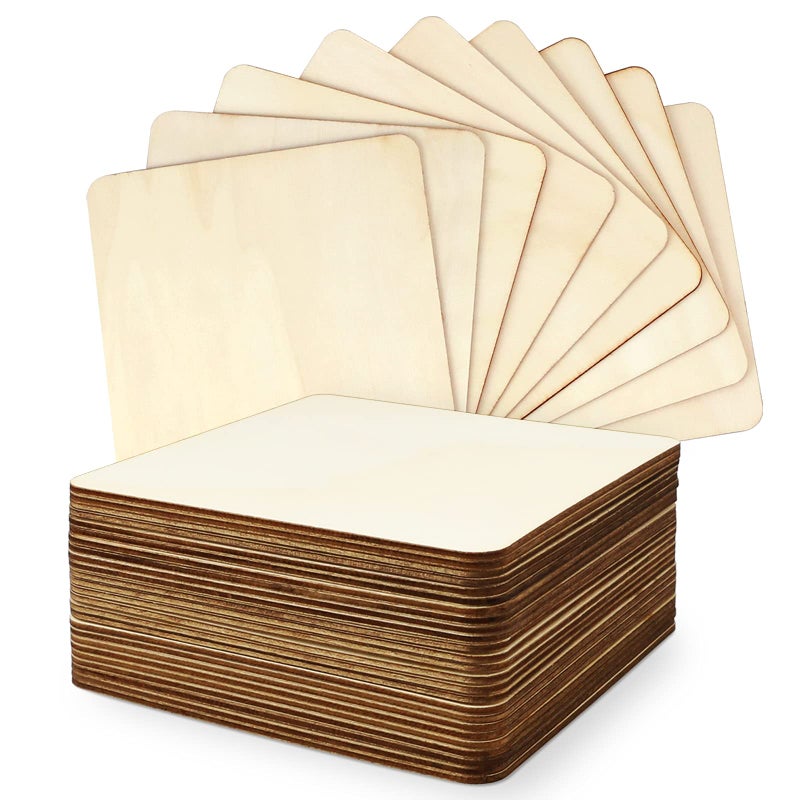 TKOnline 25Pcs 6 x 6 Inches Unfinished Basswood Sheets for Crafts Wood Squares for DIY Craft Projects Square Plywood Sheets for Wood Burning Laser Cutting PaintingSchool Projects Decoration