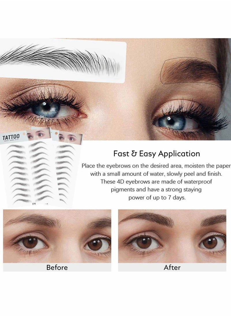 KASTWAVE 12 Sheets 4D Hair-Like, Waterproof Eyebrow Tattoos Stickers Eyebrow Transfers Stickers Grooming Shaping Eyebrow Sticker for Women and Girls, Shaper Makeup Eyebrow (Simple Style)  - Image 3