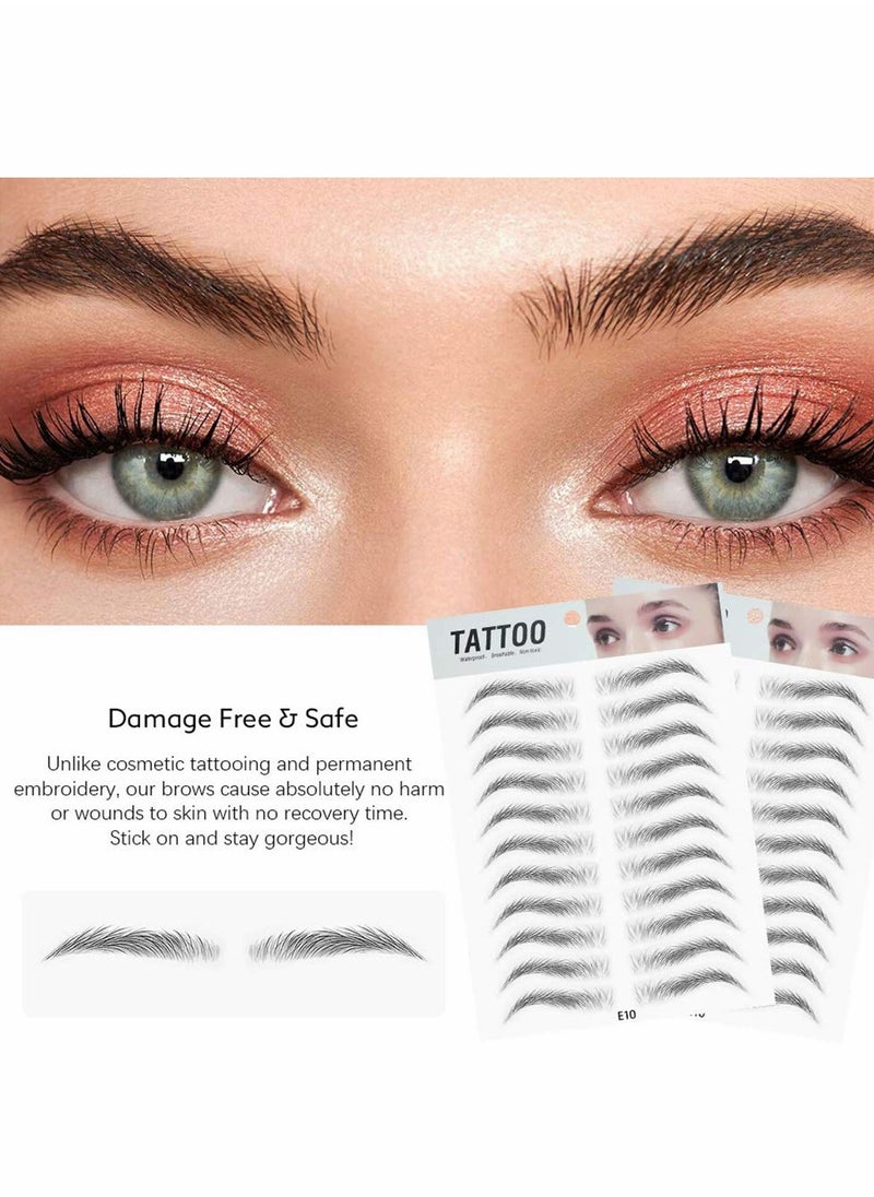 KASTWAVE 12 Sheets 4D Hair-Like, Waterproof Eyebrow Tattoos Stickers Eyebrow Transfers Stickers Grooming Shaping Eyebrow Sticker for Women and Girls, Shaper Makeup Eyebrow (Simple Style)  - Image 5
