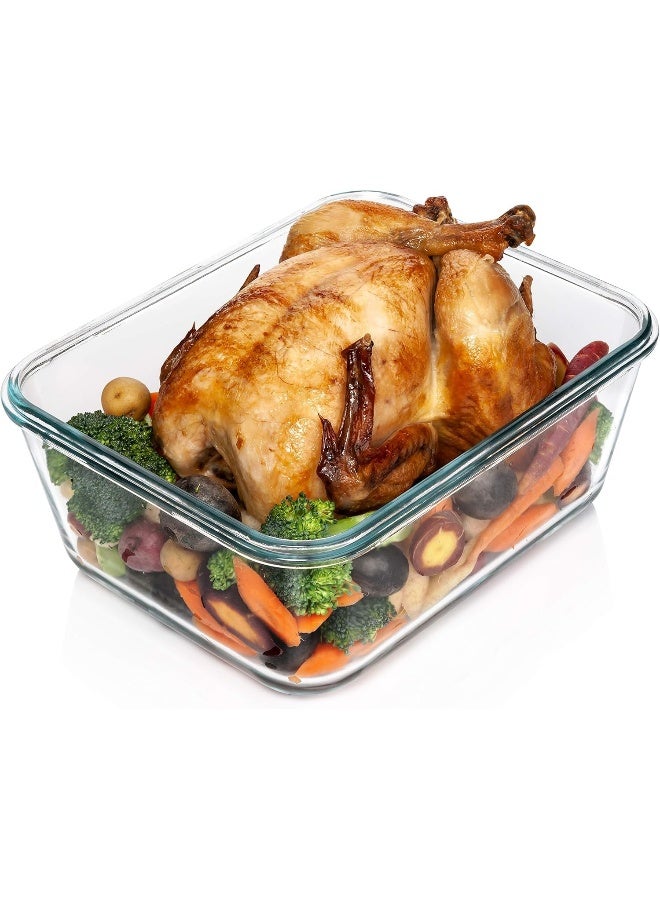 Razab 3300 ml / 112 oz Large Glass Food Storage Containers with Lids, Airtight, Leakproof, BPA Free - Ideal for Meal Prep, Store Leftover & Lunch, Baking Casserole - Freezer, Microwave & Oven Safe - Image 1