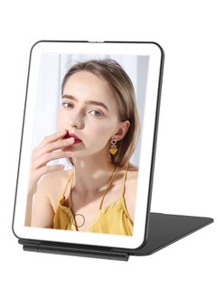 ORiTi Rechargeable Travel Makeup Vanity Mirror with 72 Led Lights, Portable Lighted Makeup Beauty Mirror, 3 Color Lighting, Dimmable Touch Screen, Tabletop LED Folding Cosmetic Mirror with Lights  - Image 1