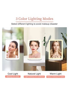 ORiTi Rechargeable Travel Makeup Vanity Mirror with 72 Led Lights, Portable Lighted Makeup Beauty Mirror, 3 Color Lighting, Dimmable Touch Screen, Tabletop LED Folding Cosmetic Mirror with Lights  - Image 3