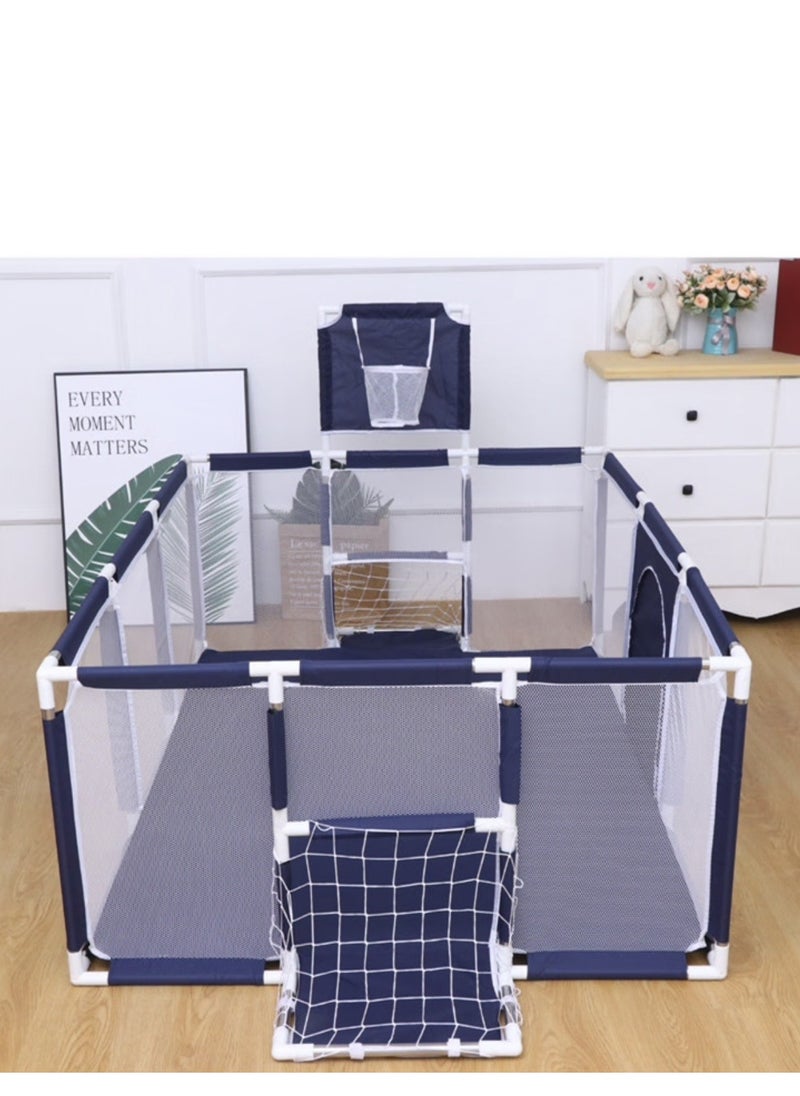 PENG GENERAL Large Baby Playpen with Safety Mesh, Indoor Ball Pit Area, Children's Fence Play Area Blue  - Image 4