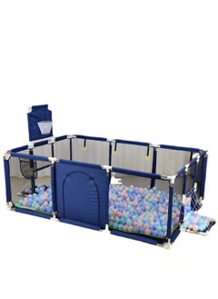 PENG GENERAL Large Baby Playpen with Safety Mesh, Indoor Ball Pit Area, Children's Fence Play Area Blue  - Image 1