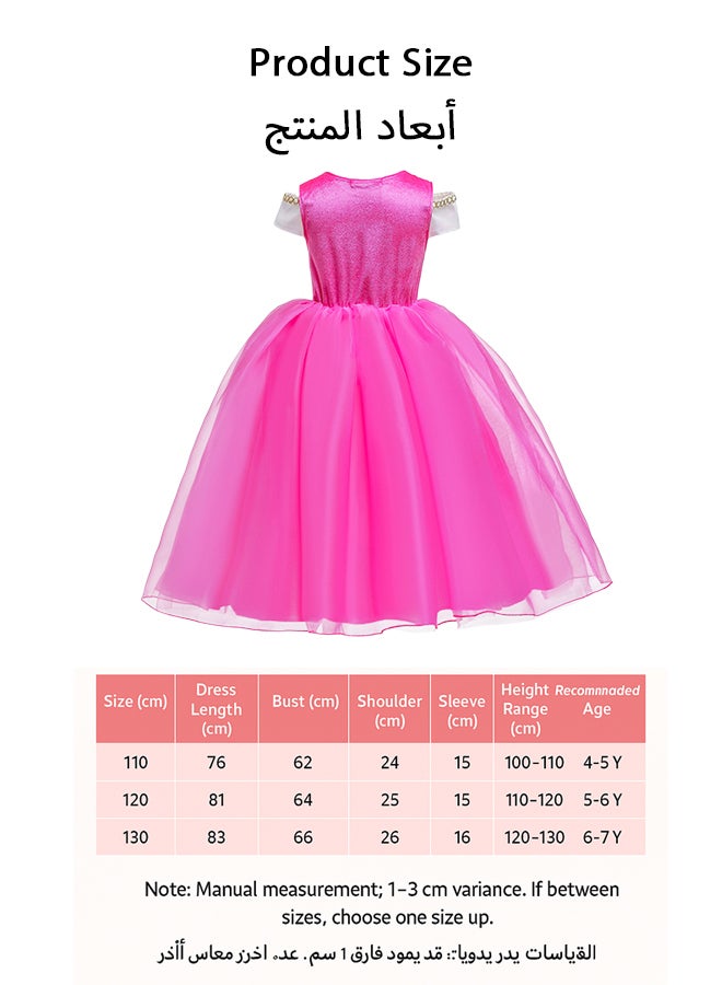 SHABILI Princess Costume Dress for Kids Girls – 8-Piece Pink Outfit Set with Crown Wand Jewelry – Sizes 110/120/130cm – Ideal Gift for Birthday & Role Play - Image 4