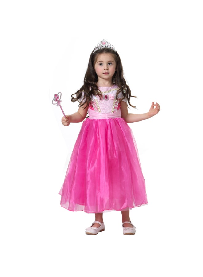 SHABILI Princess Costume Dress for Kids Girls – 8-Piece Pink Outfit Set with Crown Wand Jewelry – Sizes 110/120/130cm – Ideal Gift for Birthday & Role Play - Image 2