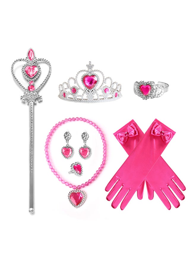 SHABILI Princess Costume Dress for Kids Girls – 8-Piece Pink Outfit Set with Crown Wand Jewelry – Sizes 110/120/130cm – Ideal Gift for Birthday & Role Play - Image 3