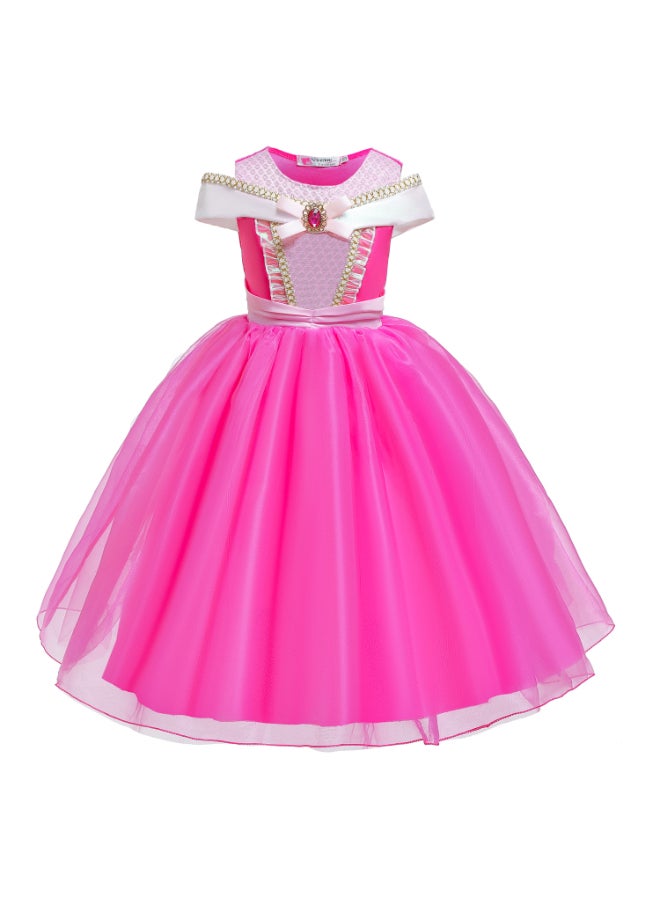SHABILI Princess Costume Dress for Kids Girls – 8-Piece Pink Outfit Set with Crown Wand Jewelry – Sizes 110/120/130cm – Ideal Gift for Birthday & Role Play - Image 5