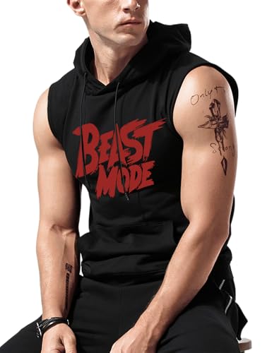 Amussiar Mens Beast Mode Print Sleeveless Fitness Vest Bodybuilding Stringers Workout Tank Tops - Image 2