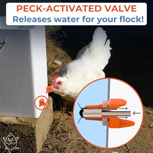 Lil'Clucker Horizontal Chicken Waterer Nipples, Pack of 15 Chicken Nipple Waterer with Drill Bits, Easy Install Automatic Chicken Waterer System, No Leak Chicken Water Feeder, Poultry Waterer - Orange - Image 5
