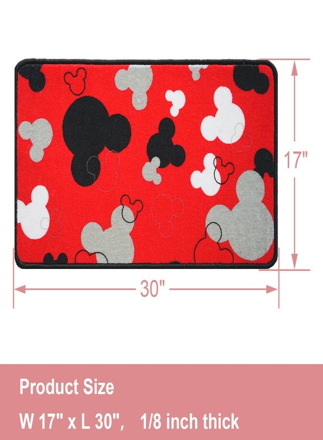J.Ehonace Cartoon Mouse Non-Slip Bathroom Rug, Mickey Cartoon Kitchen Mat, Cute 100% Polyester Soft Kids Bedroom Home Decor Doormat, 17" x 30" (Red) - Image 3