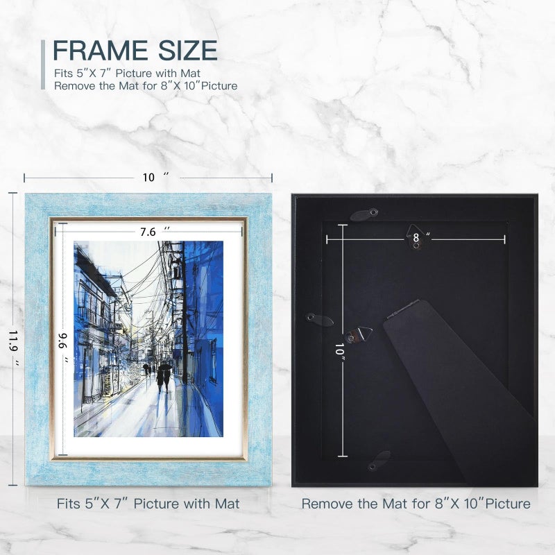 XUANLUO 8x10 Picture Frames Set of 4 Rustic Retro Photo Frame with HD Plastic Cover for Wall Mount and Tabletop Display Family Friends Wedding Gift - Image 5