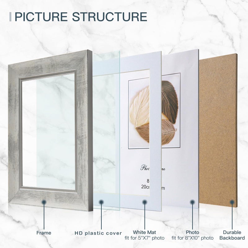XUANLUO 8x10 Picture Frames Set of 4 Rustic Retro Photo Frame with HD Plastic Cover for Wall Mount and Tabletop Display Family Friends Wedding Gift - Image 4