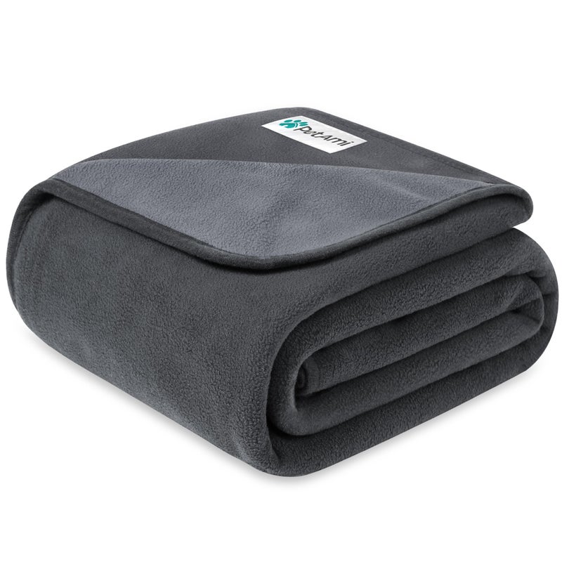 PetAmi Waterproof Dog Blanket for Extra Large Pets Dogs Cats Large Pet Couch Cover Protector for Furniture Reversible Washable Soft Fleece Cat Blanket for Bed Couch Sofa 60x80 GrayLight Gray
