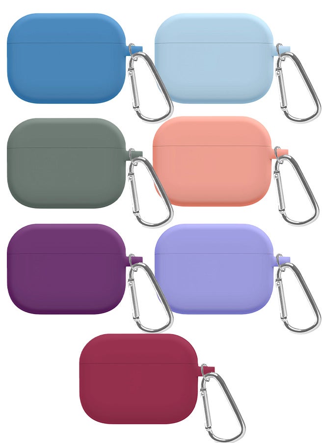CATANES 7 Pack Shockproof Case For Airpod Pro Silicone Protective Case Shockproof Case Ultra Slim Cover with Keychain Carabiner Multicolour  - Image 2
