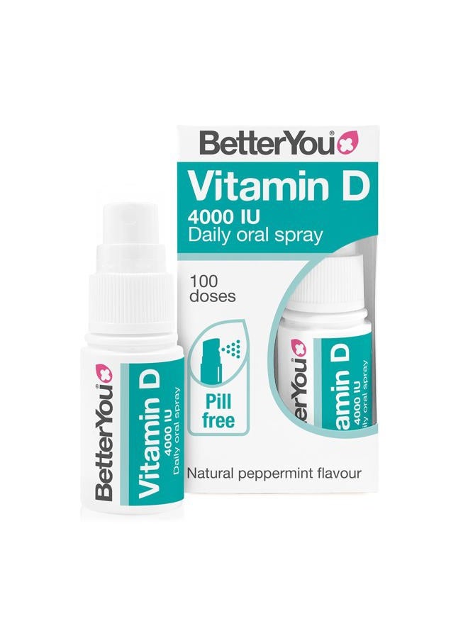 BetterYou D4000 Vitamin D Daily Oral Spray Peppermint Flavour 15ml - Image 1