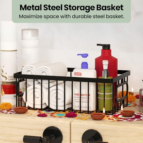WonderStand BASKIE (Black) | Premium Metal Steel Storage Basket For Home and Kitchen - Image 2