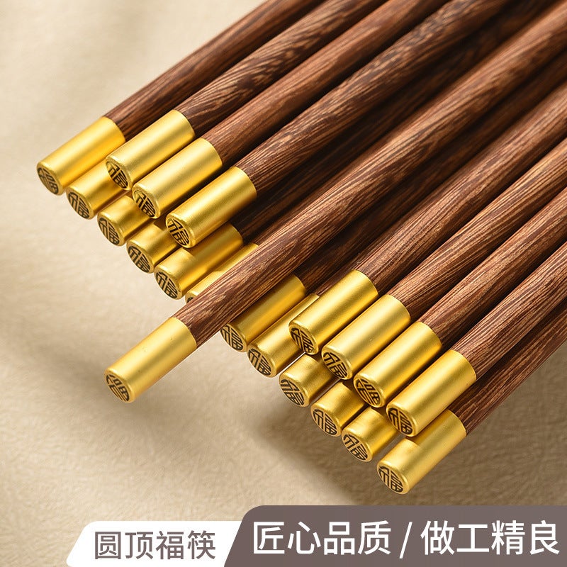 Solid Wood Red Sandalwood Chopsticks Square Chopsticks Household Chicken Wings Solid Wood Lacquer Wax-Free High Temperature Resistant Public Chopsticks Household Public Chopsticks - Image 5