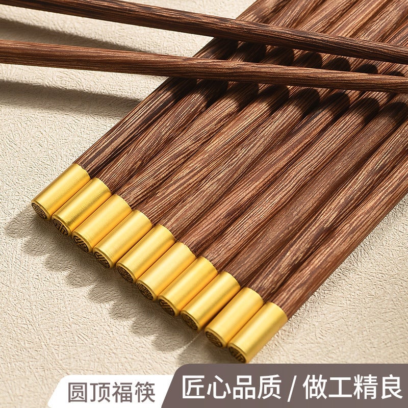 Solid Wood Red Sandalwood Chopsticks Square Chopsticks Household Chicken Wings Solid Wood Lacquer Wax-Free High Temperature Resistant Public Chopsticks Household Public Chopsticks - Image 4