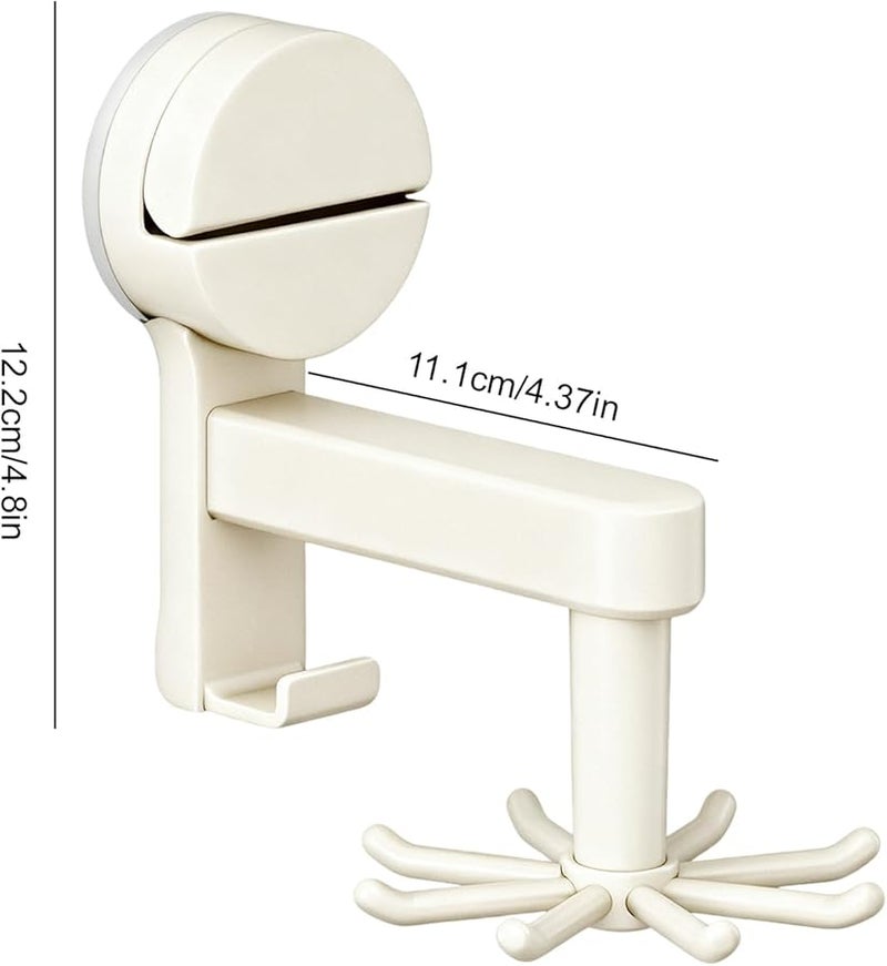 Beige Rotating Suction Cup Wall Rack With 8 Claws Kitchen Bathroom Organizer Space Saving Storage - Image 3