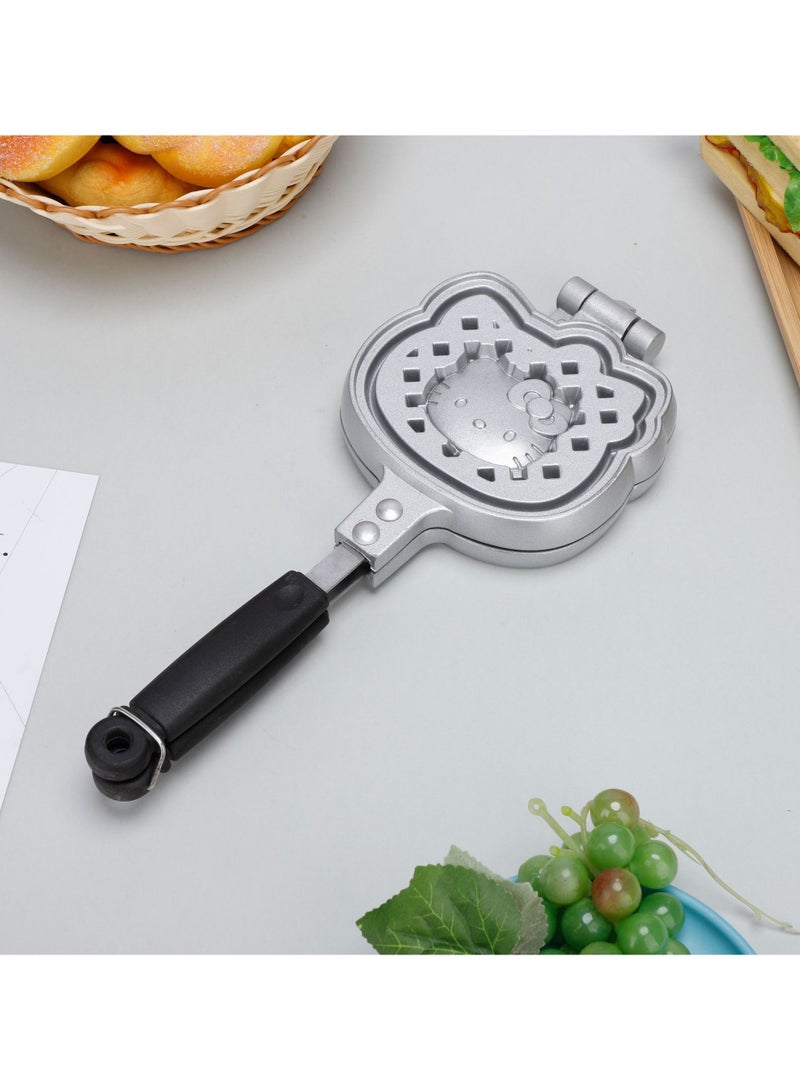 general Cartoon kitty waffle baking pan double sided toast bread pan home aluminum lattice muffin frying pan - Image 1