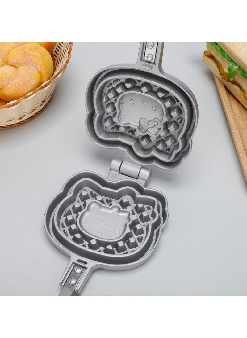 general Cartoon kitty waffle baking pan double sided toast bread pan home aluminum lattice muffin frying pan - Image 3