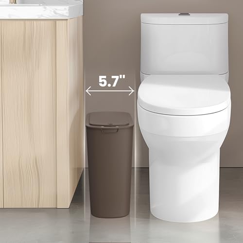 Cesun Automatic Motion Sensor Bathroom Trash Can with Lid, 2.6 Gallon Touchless Trash Bin, Smart Plastic Slim Garbage Can Small Brown Wastebasket for Toilet, Office, rv, Bedroom, Living Room - Image 2