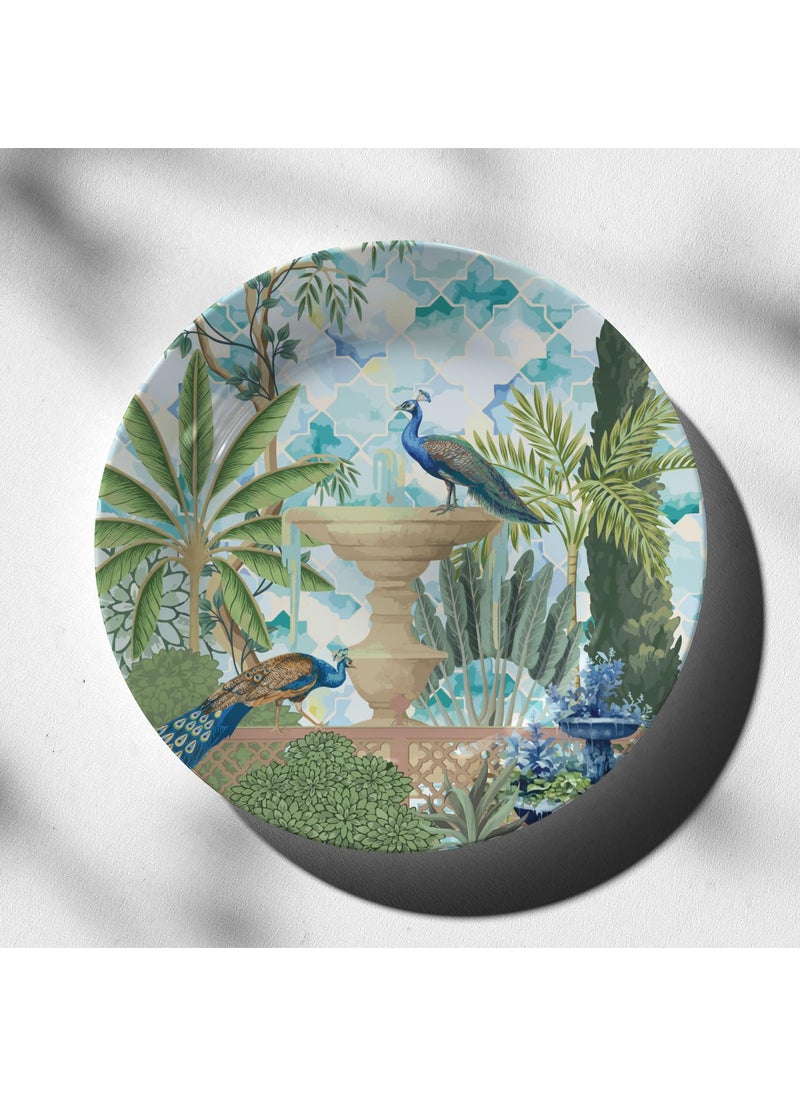 Dessine Art Dessine Art Islamic Garden Wall PlateStand Metal Hook Indian Islamic Heritage Hanging Wall Plate 10inchBone China Wall Plate for Wall Dcor I Home Dcor I Living Room I Drawing Room Office  - Image 1