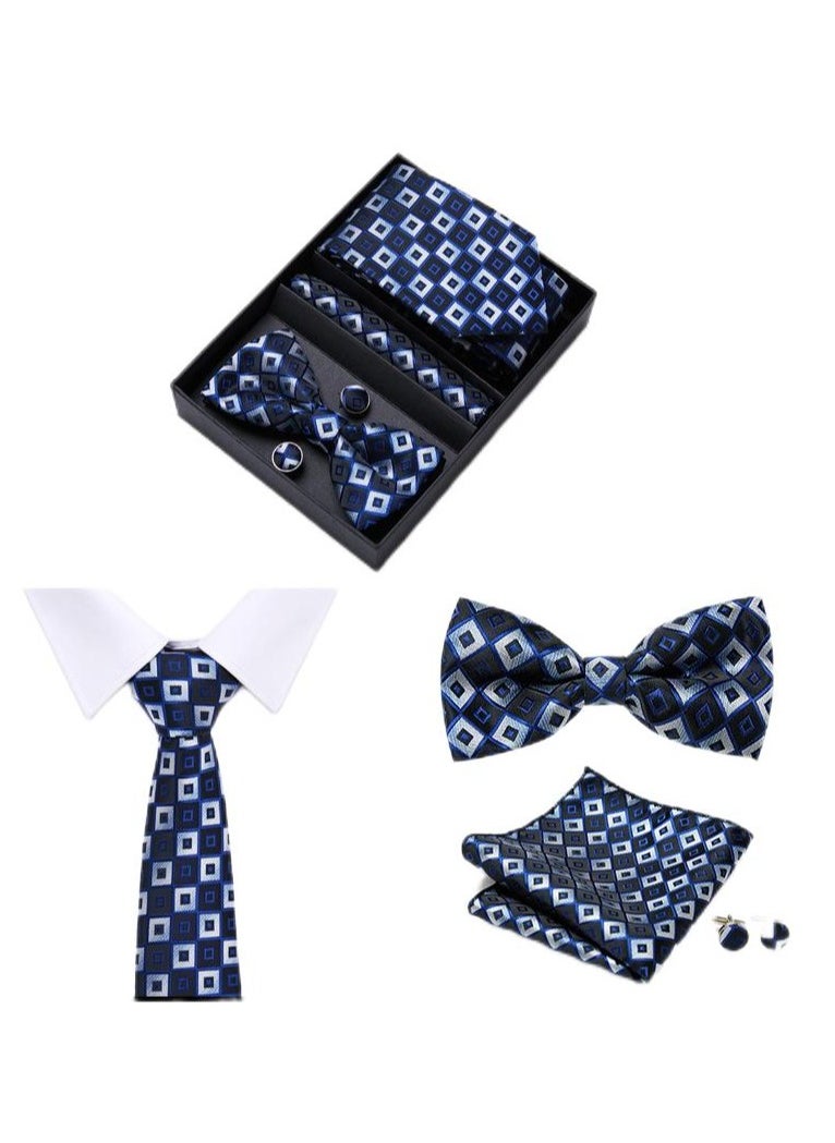 Generic - 5 pcs high-end tie for men business professional formal tie bow tie cufflinks square scarf fashion accessories gift box - Image 1