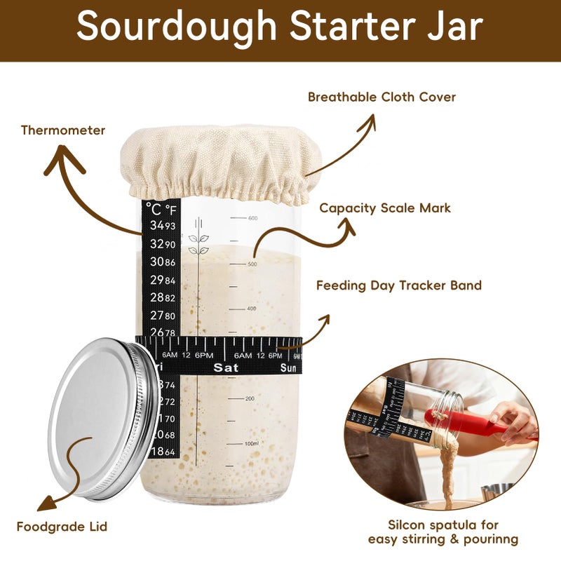 XLMYS Sourdough Starter Kit - Banneton Proofing Basket 9 Inch Round & 10 Oval, Complete Sourdough Bread Baking Supplies with Starter Jar, Bread Sling, Lame, Danish Dough Whisk, Bags - Image 4