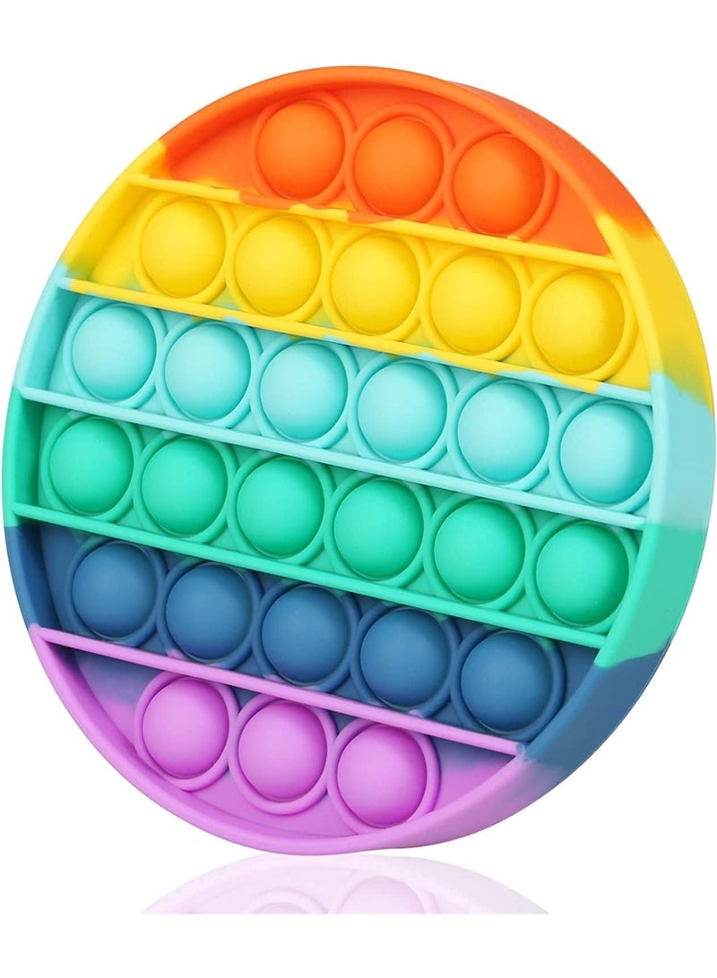 Rainbow Silicone Push Pop Bubble Fidget Toy, Sensory Stress Relief and Anti-Anxiety Popper Game for Kids and Adults, Reusable Educational Autism Sensory Toy for Travel, Home, School and Office - Image 1