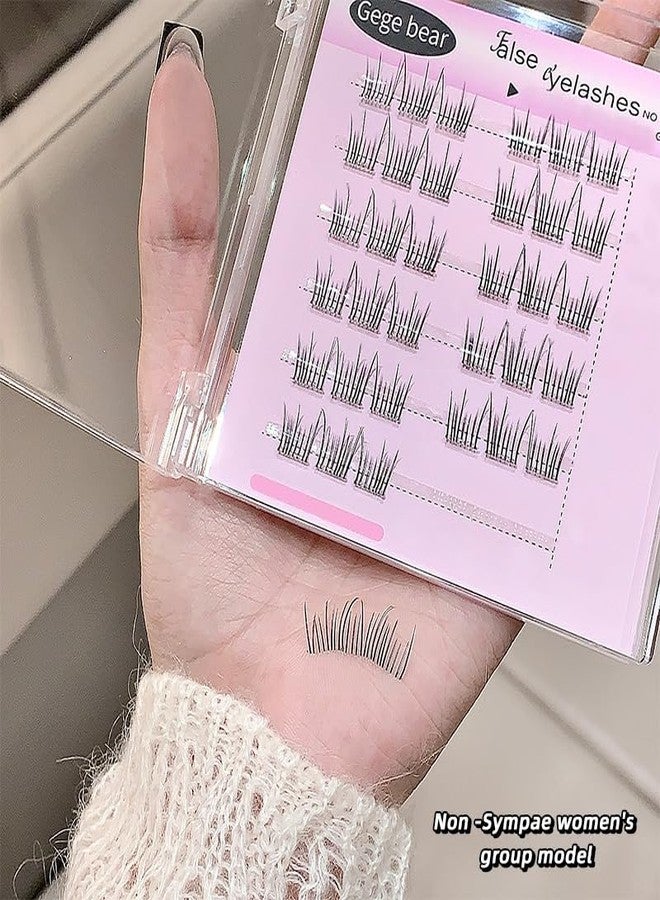 Gege Bear No Stalks To Avoid Gum Fake Eyelashes | Reusable & Durable Lightweight | Mess-Free Application | Eye Makeup Must-Have | Soft Bold Kawaii Aesthetic | Glue Free Design False Eyelash | Comfortable Wear Beginner-Friendly | Ideal for Teen Women Girls Beauty Routine (01# Non-Sympae Women's Group Model, 36PCS) - Image 4