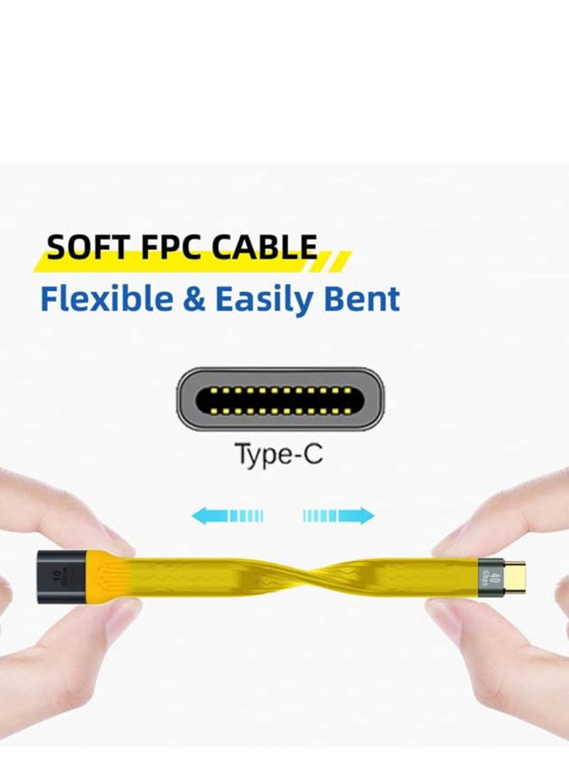 SYOSI USB 3.1 Type C Male Host to USB3.0 Type A Female OTG Flat Slim FPC Data Yellow Cable for Laptop Phone - Image 5