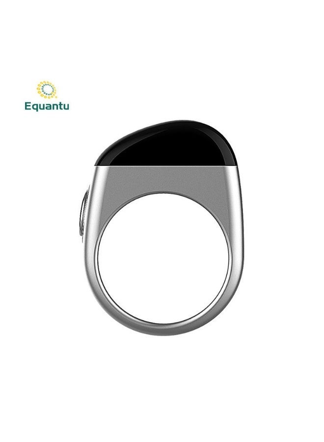 Equantu Smart Zikr Ring Digital Tasbih Counter With OLED Display Vibration Reminder Bluetooth App Control and Rechargeable Battery Silver/Black - Image 2