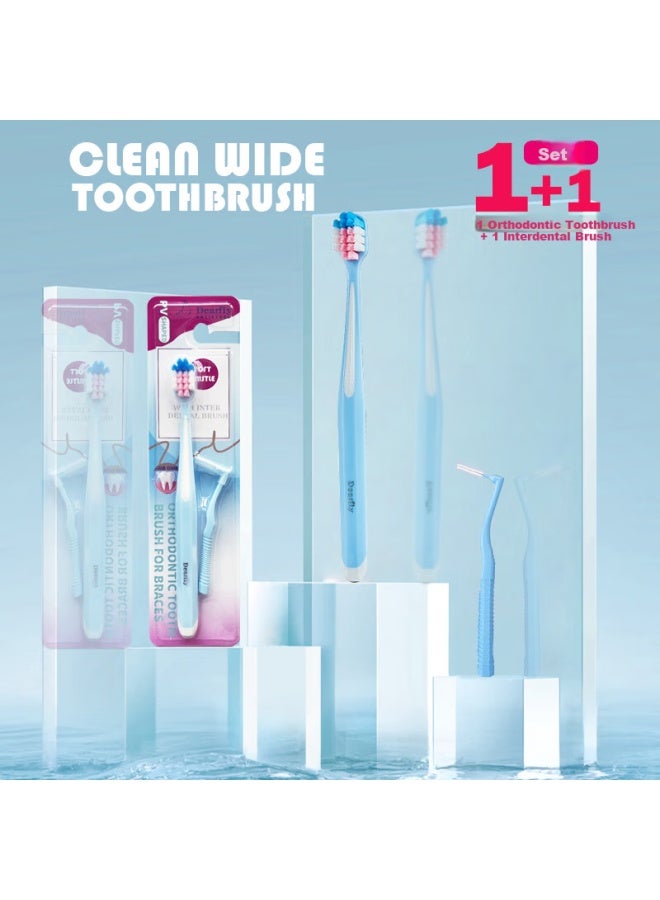 Dearfly Orthodontic Toothbrush Steel Braces Cleaning Toothbrush U-shaped Brush Head With Interdental Brush - Image 2
