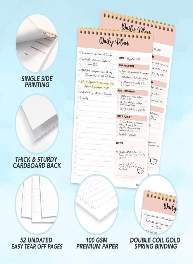 Decorably 52 Sheets Nude Pink Undated Daily To Do List Notepad, 6.5x10in Spring-Bound Easy Tear-Off Design, with Priorities, Checklist, Agenda, Reminders, Notes - Home, School, Office - Image 4