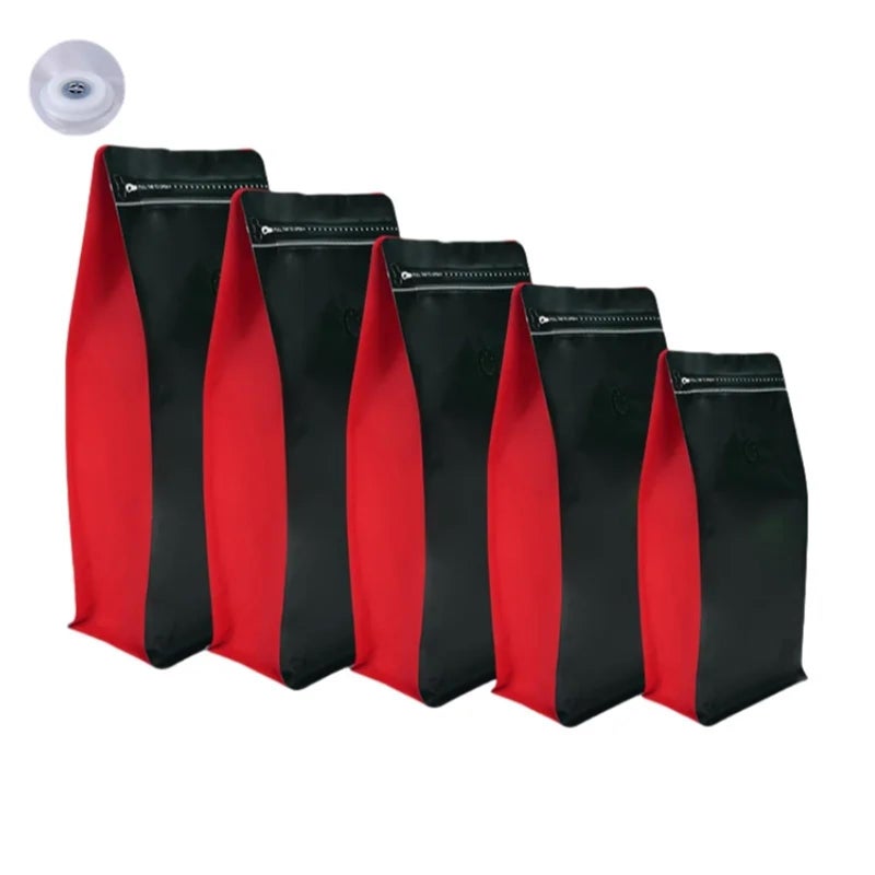 Black4 صمام إزالة الغازات كيس حبوب القهوة 13.5x26.5x7 سم 500 جرام حقيبة قابلة لإعادة الاستخدام للتخزين - Image 3