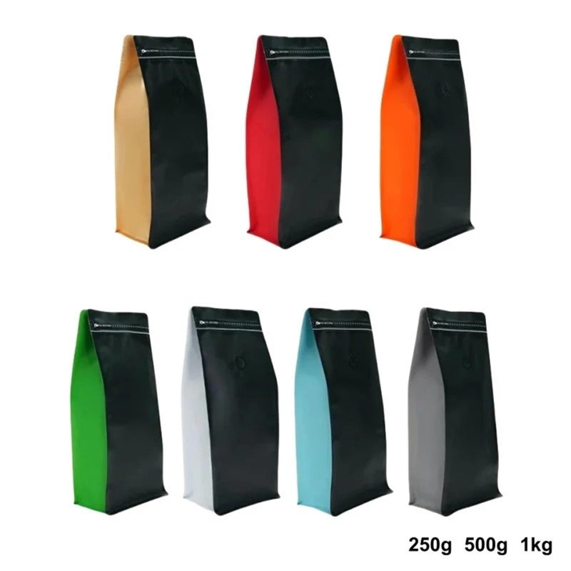Black4 صمام إزالة الغازات كيس حبوب القهوة 13.5x26.5x7 سم 500 جرام حقيبة قابلة لإعادة الاستخدام للتخزين - Image 4