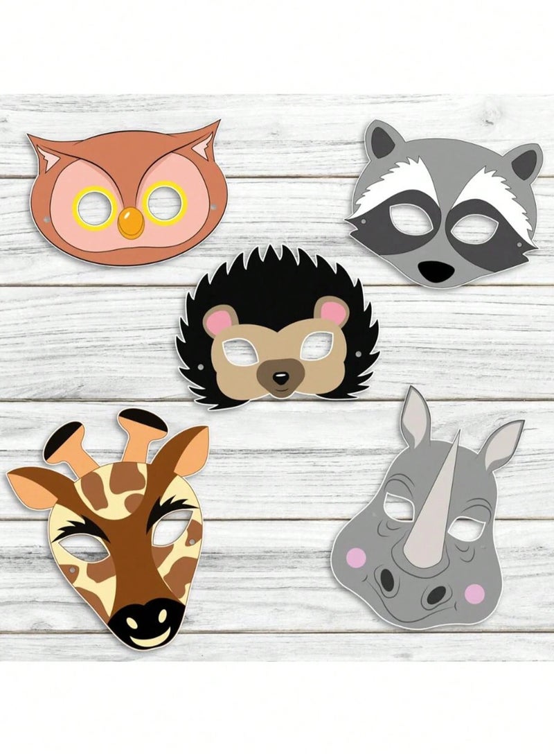 Birthday Decoration Animal Masks – Set of 20 Jungle Animal Designs A set of 20 animal masks featuring various jungle animal shapes in different sizes. Each mask is equipped with an elastic strap that easily fits all head sizes. Perfect for birthday parties, themed celebrations, and school activities. - Image 3
