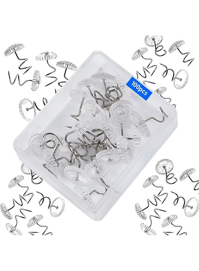 100 Pcs Bed Skirt Pins, Bed Skirt and Upholstery Twist Pins, Clear Head Screw Twist Pins for Hold Bedskirt, Couch Covers and Other Fabrics - Image 1