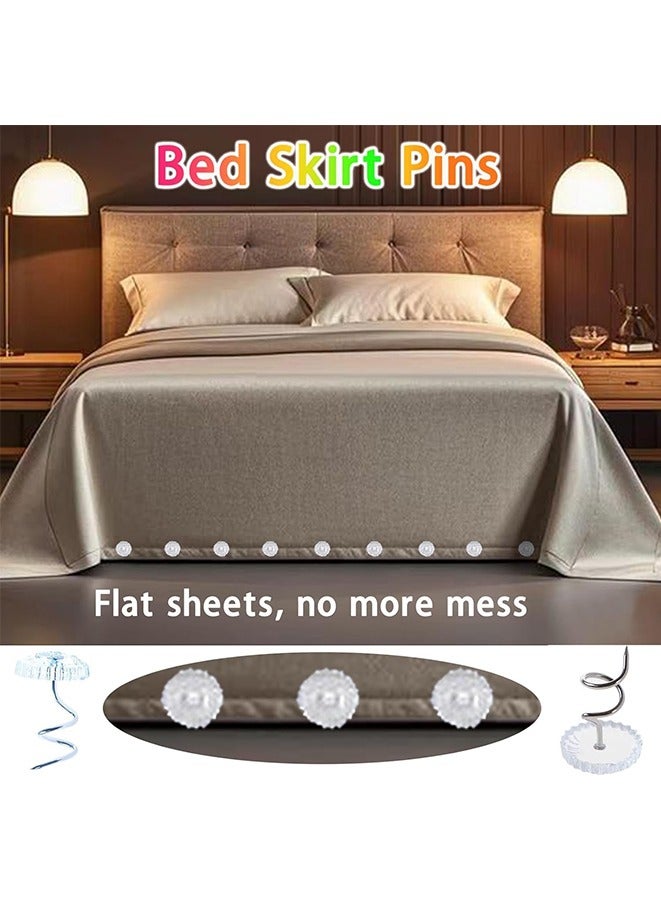 100 Pcs Bed Skirt Pins, Bed Skirt and Upholstery Twist Pins, Clear Head Screw Twist Pins for Hold Bedskirt, Couch Covers and Other Fabrics - Image 3