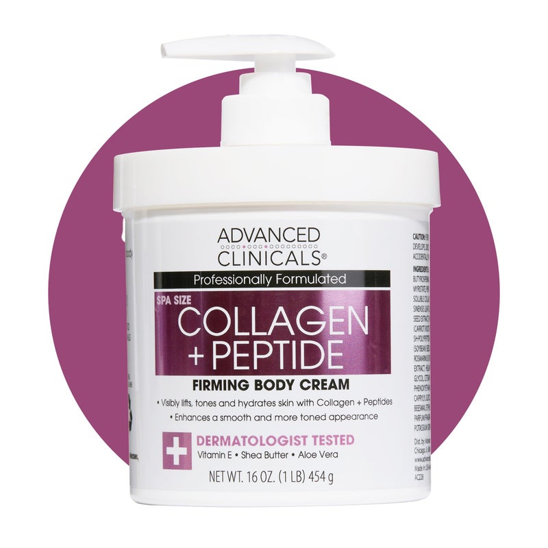 Advanced Clinicals Collagen Peptides Body Lotion Face Moisturizer Peptide Infused Collagen Lotion For Women Men Helps Improve Look Of Crepey Skin Wrinkles Uneven Dry Skin Texture 16 Ounce - Image 2