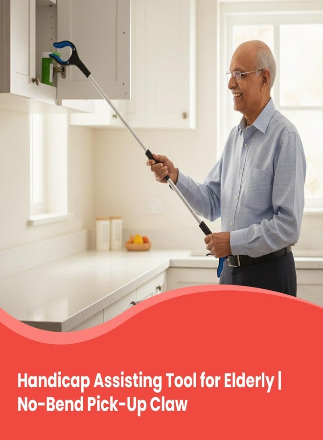 أداة التقاط قابلة للتمديد من أبلي بطول 28 بوصة، مزودة بفك دوار 360 درجة، وتصميم قابل للطي، وطرف مغناطيسي، وخفيفة الوزن، مناسبة لكبار السن، باللونين الأسود والأزرق. - Image 5