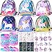 Winrayk 12 Sets Unicorn Party Favors Birthday Supplies for Girls Drawstring Bag Glow Tattoo Sticker Silicone Bracelet Keychain Goodie Bag Stuffer Filler Kids Rainbow Unicorn Party Supplies Decor - Image 2