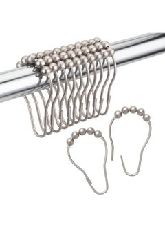 Y&D Shower Curtain Rings, Set of 12, Rust-Resistant Metal Shower Hooks Ring Shower Rings for Curtain Rolling Shower Curtain Hooks for Bathroom Shower Rod Shower Curtain Hangers  - Image 1