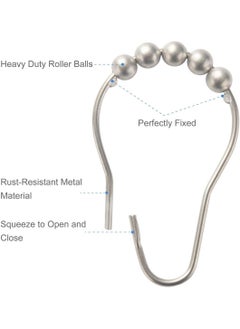 Y&D Shower Curtain Rings, Set of 12, Rust-Resistant Metal Shower Hooks Ring Shower Rings for Curtain Rolling Shower Curtain Hooks for Bathroom Shower Rod Shower Curtain Hangers  - Image 3