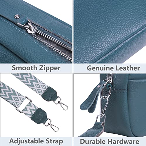 YFGBCX Crossbody Bag for Women Genuine Leather Wide Strap Shoulder Bag Purse Trendy Design Camera Crossbody Purse Top Zip - Image 4
