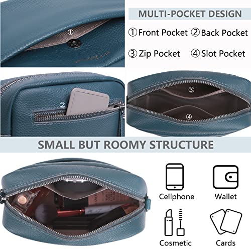 YFGBCX Crossbody Bag for Women Genuine Leather Wide Strap Shoulder Bag Purse Trendy Design Camera Crossbody Purse Top Zip - Image 5